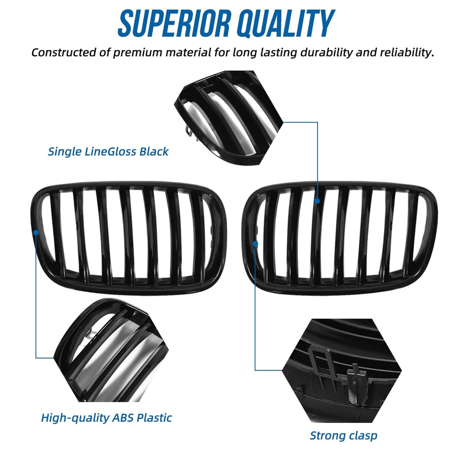 Front Grill Grille Compatible with 2007-2013 BMW X5 E70 2008-2014 BMW X6 E71,…
