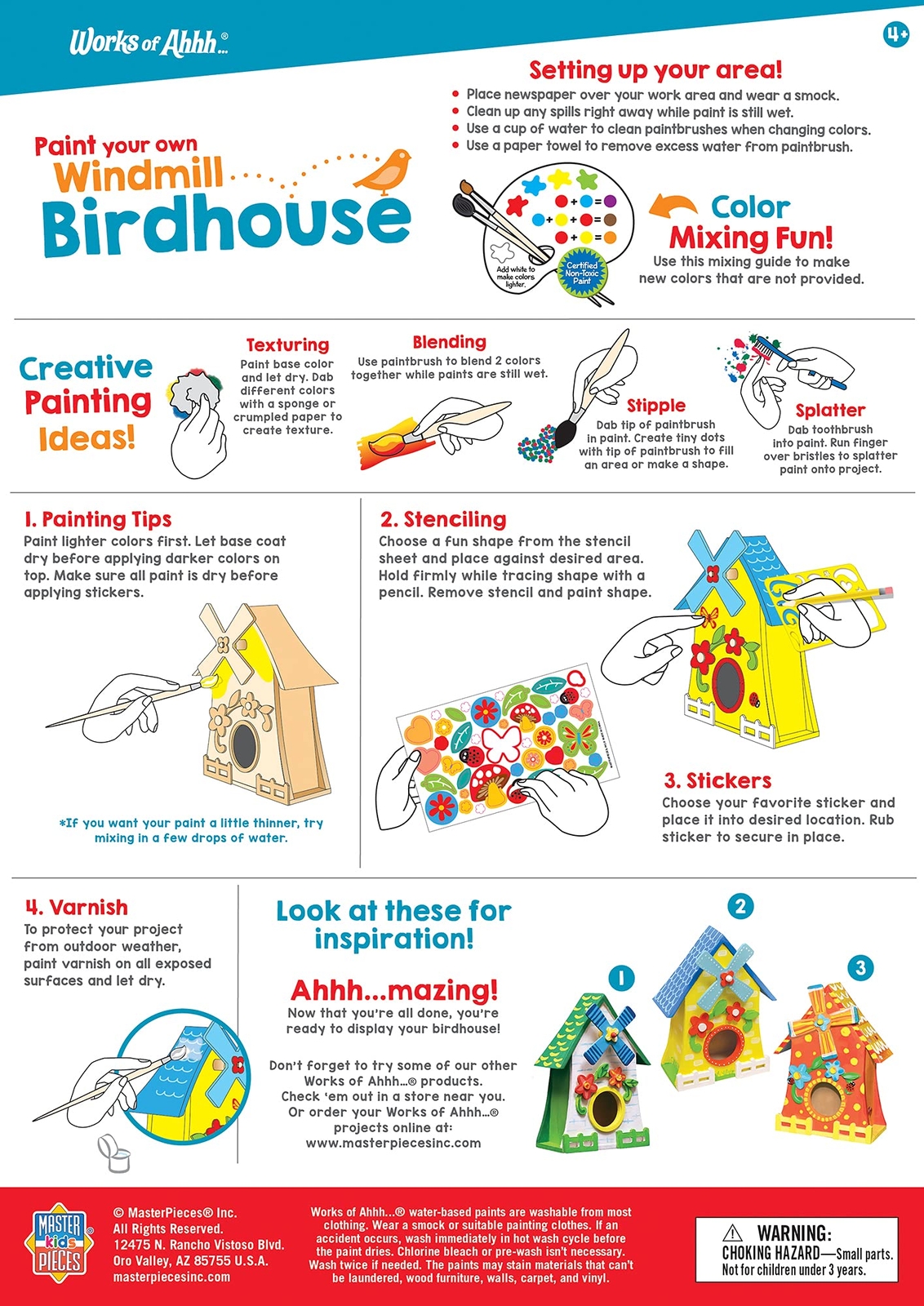 MasterPieces Works of Ahhh Real Wood Birdhouse Acrylic Paint & Craft Kit,…