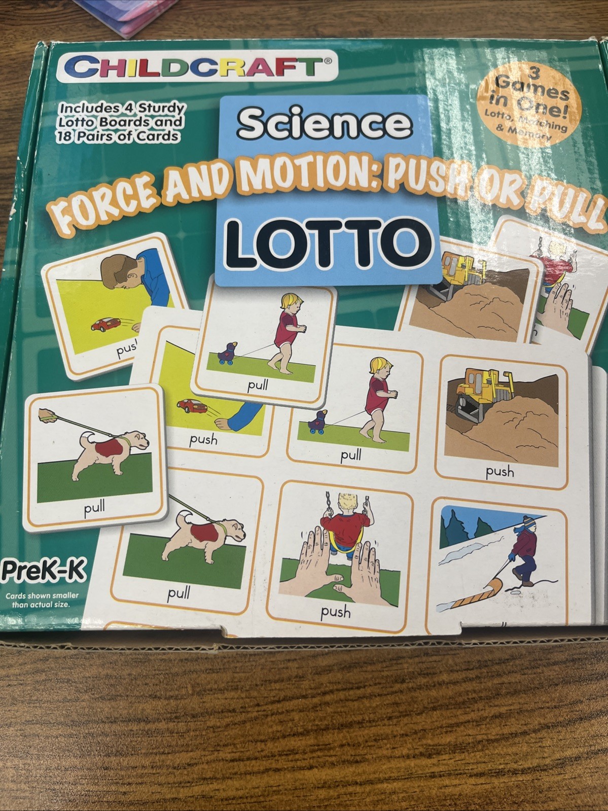 Science Force & Motion Push Or Pull Lotto Childcraft 3 Games In 1 Pre-K-K Match