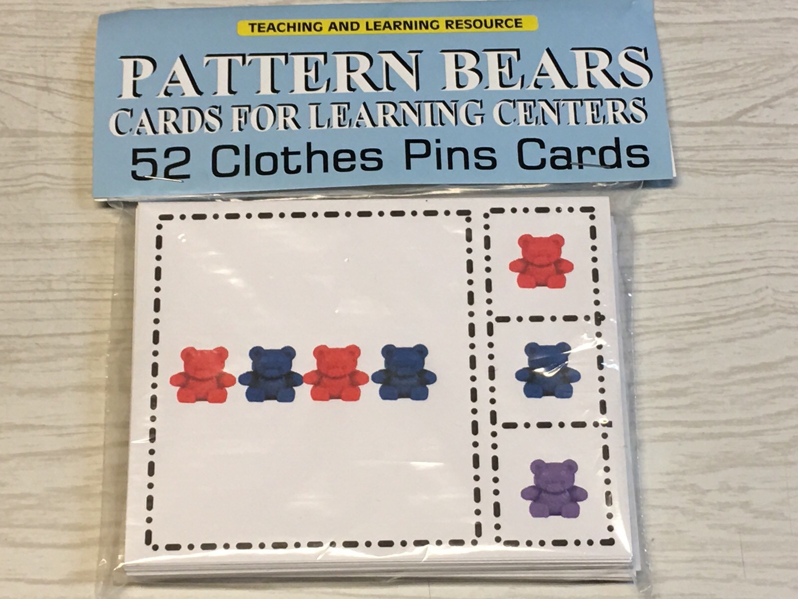 PATTERN BEAR COUNTERS – Flashcards for Preschool 52 Cards- Teaching supplies