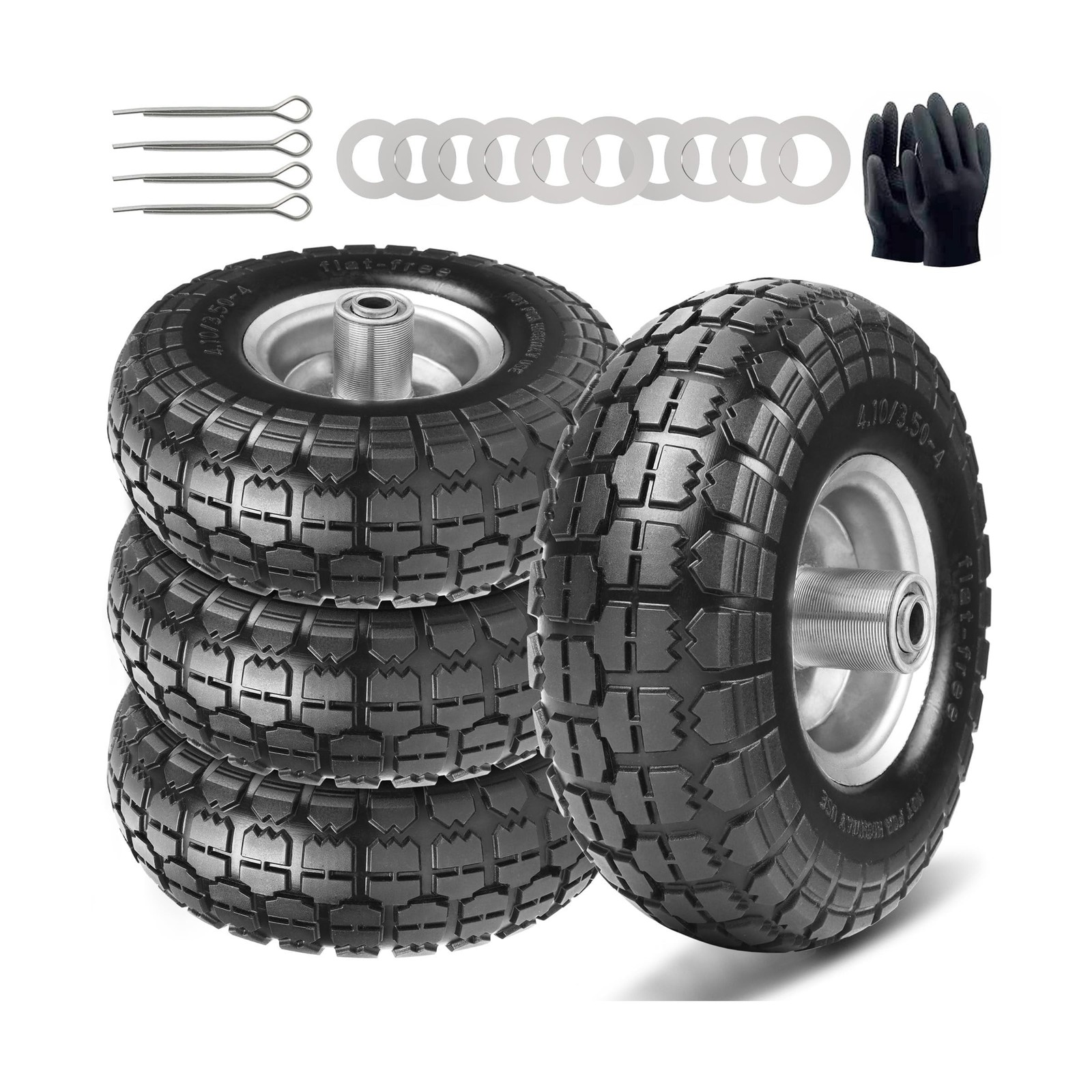 4.10/3.50-4 Tire and Dolly Wheel Flat Free – Solid Rubber Hand … USA FAST SHIP