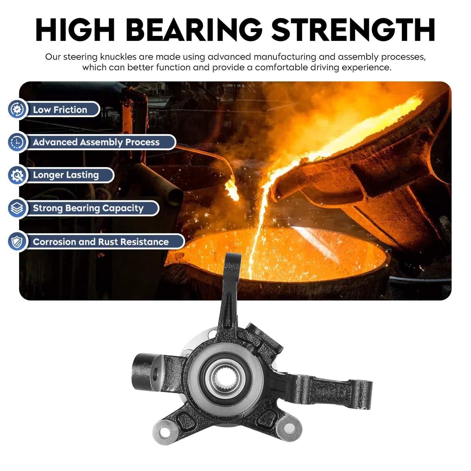 TadaMark Front Left Steering Knuckle & Wheel Bearing Hub Assembly Fit for Che…