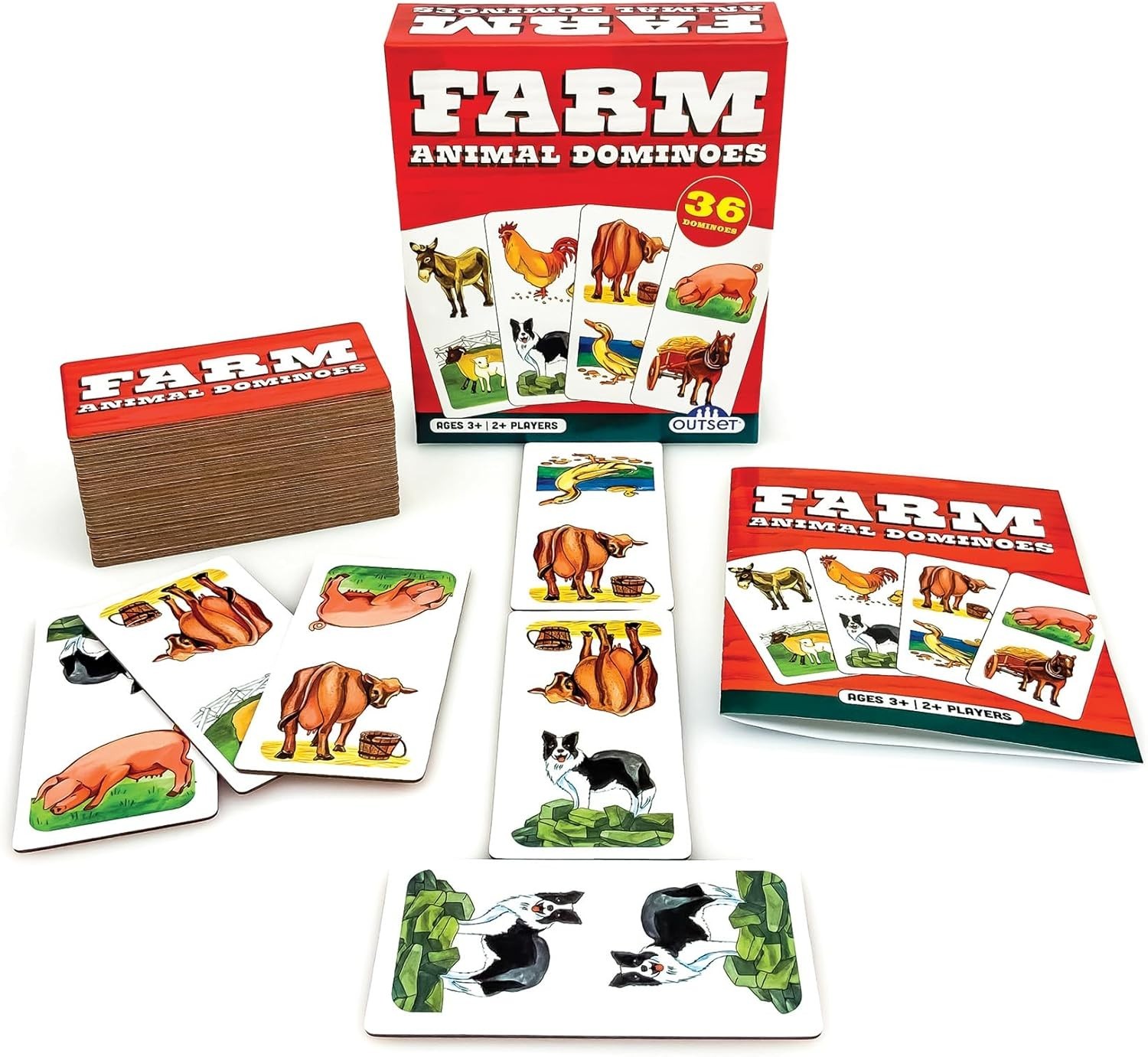 2015 Outset Media Farm Animal Dominoes Toddler Game Educational 2+Player Ages 3+