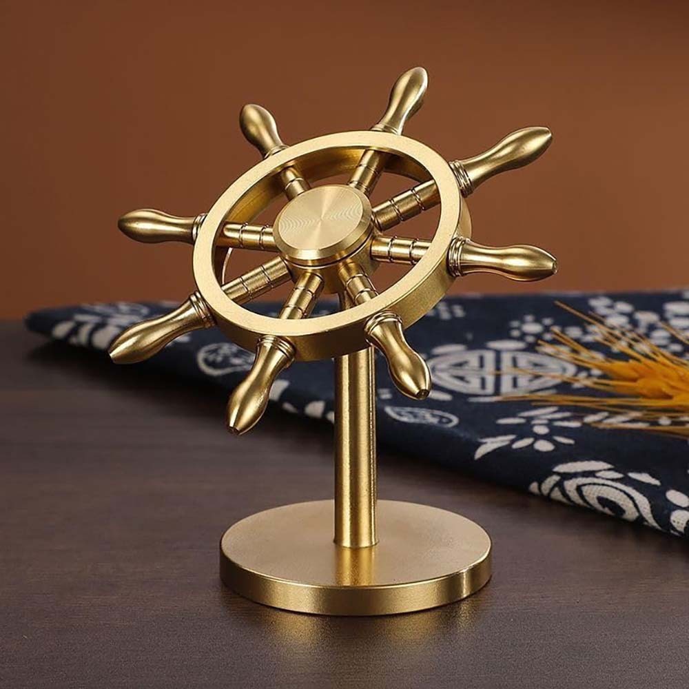 Maritime Themed Fidget Spinner Steering Wheel Design with Base Fits Handheld USA