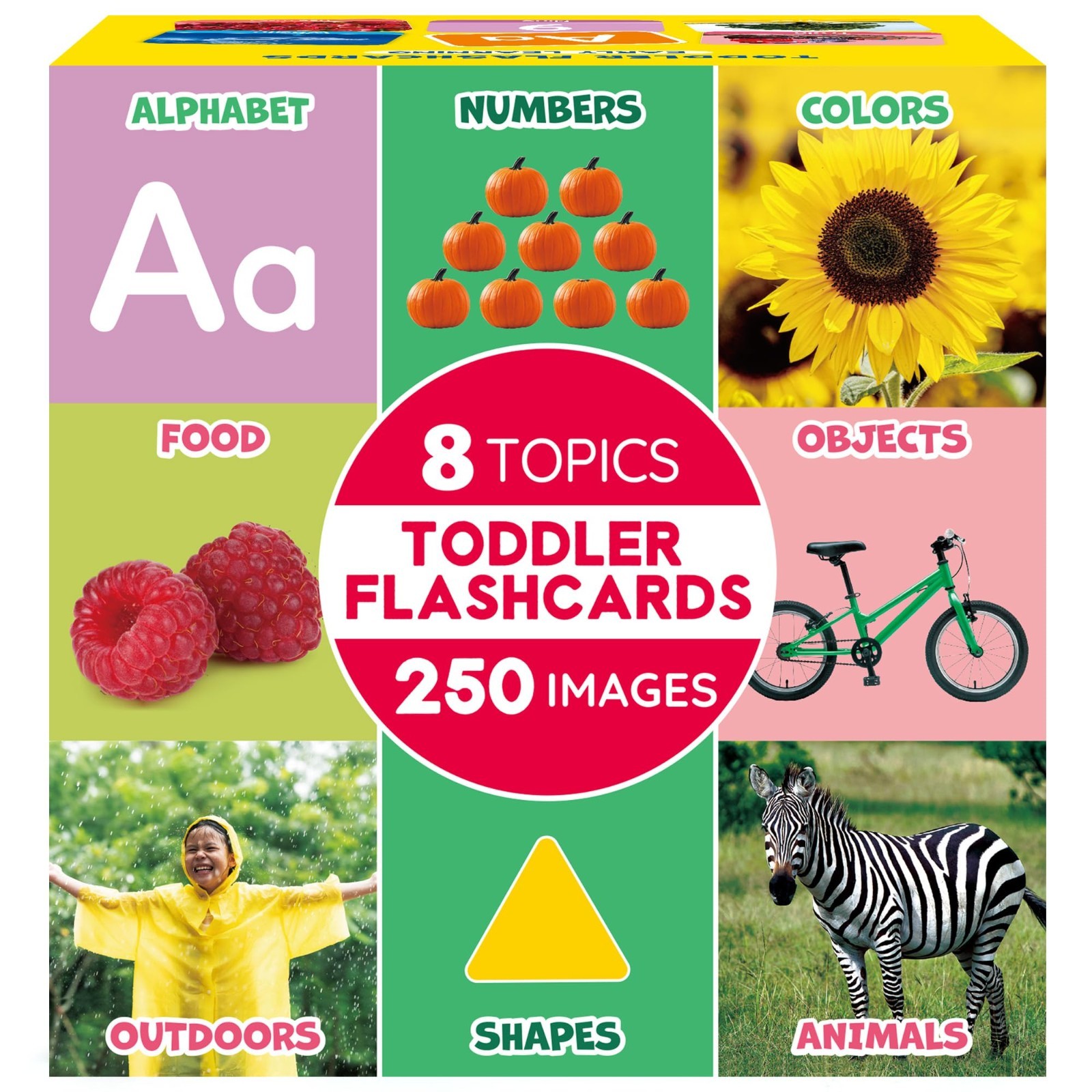 Extra Thick Educational Flash Cards for Toddlers – 250 Double-Sided Images, Alph