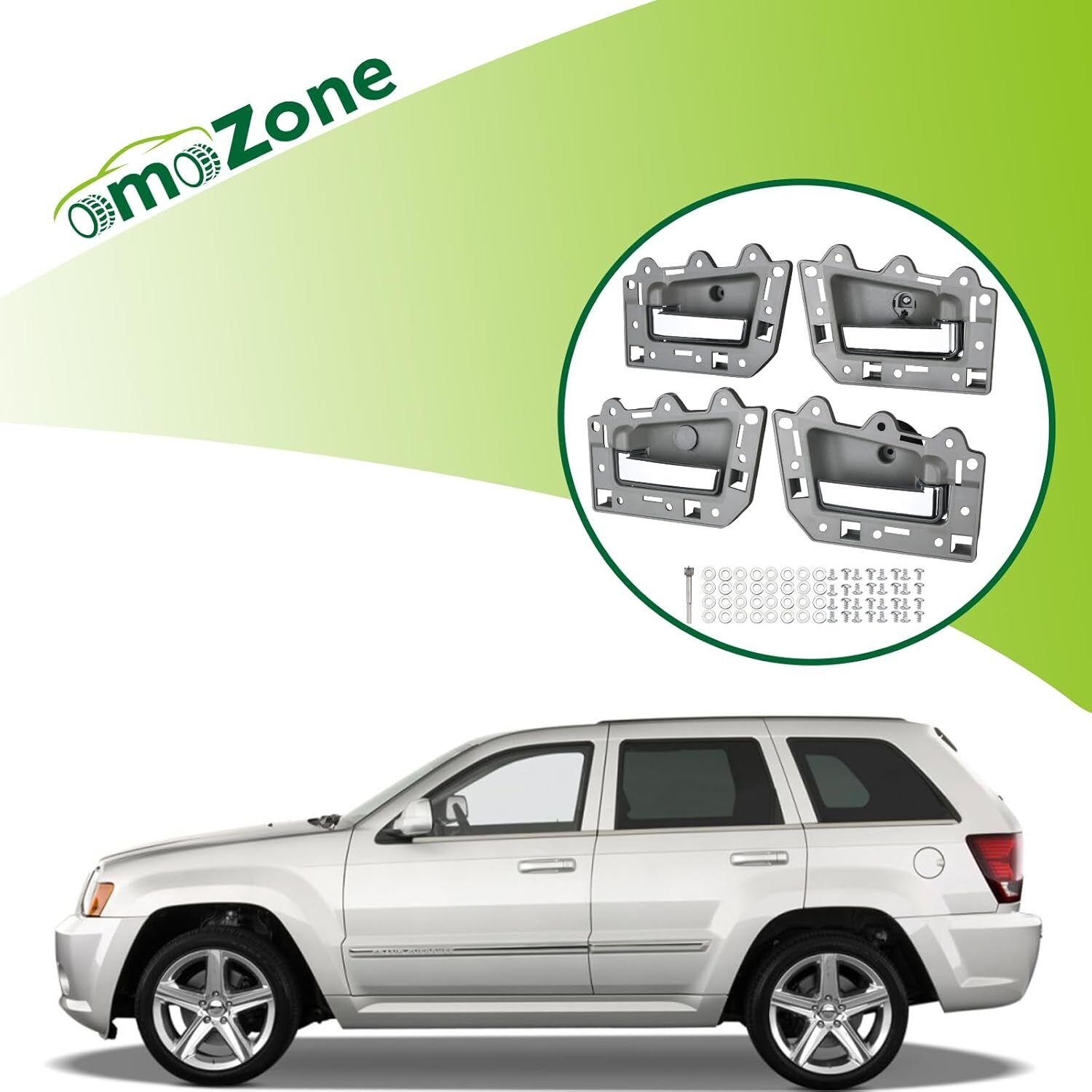 4pcs Interior Door Handle Front/Rear Left and Right Side Gray Chrome Compatible