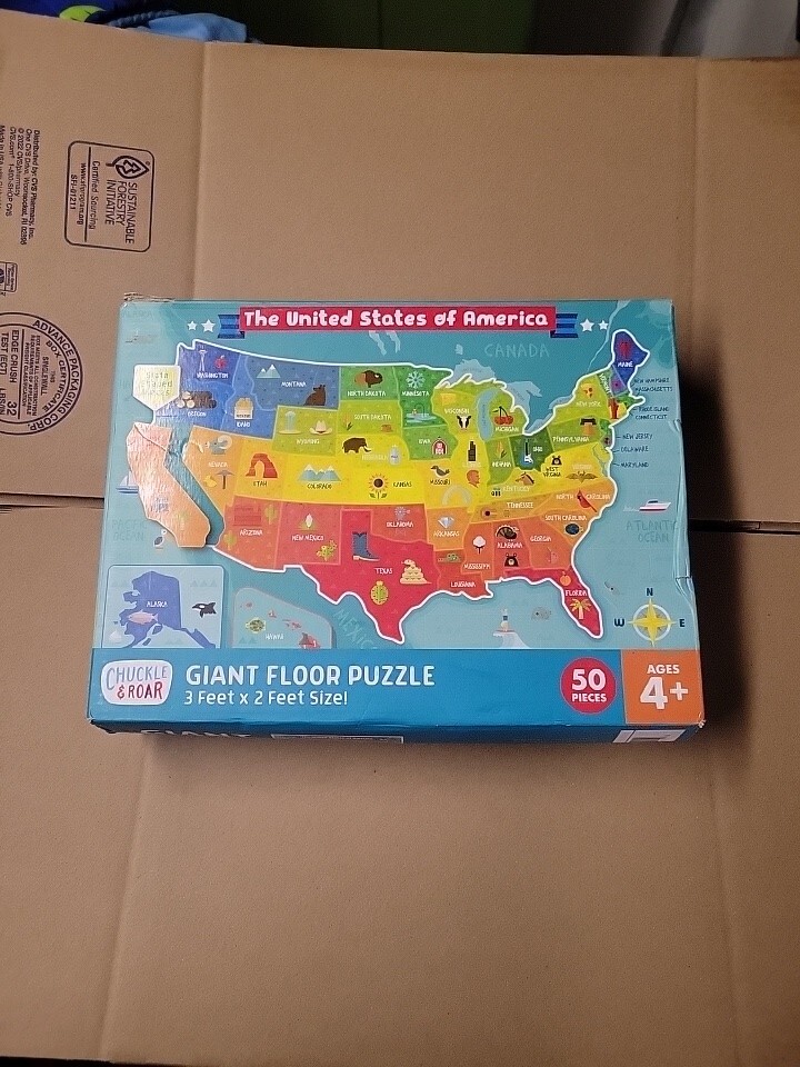 USA Floor Puzzle Jumbo Giant Puzzle 24 Pc. 3 ft x 2 ft Educational for Children