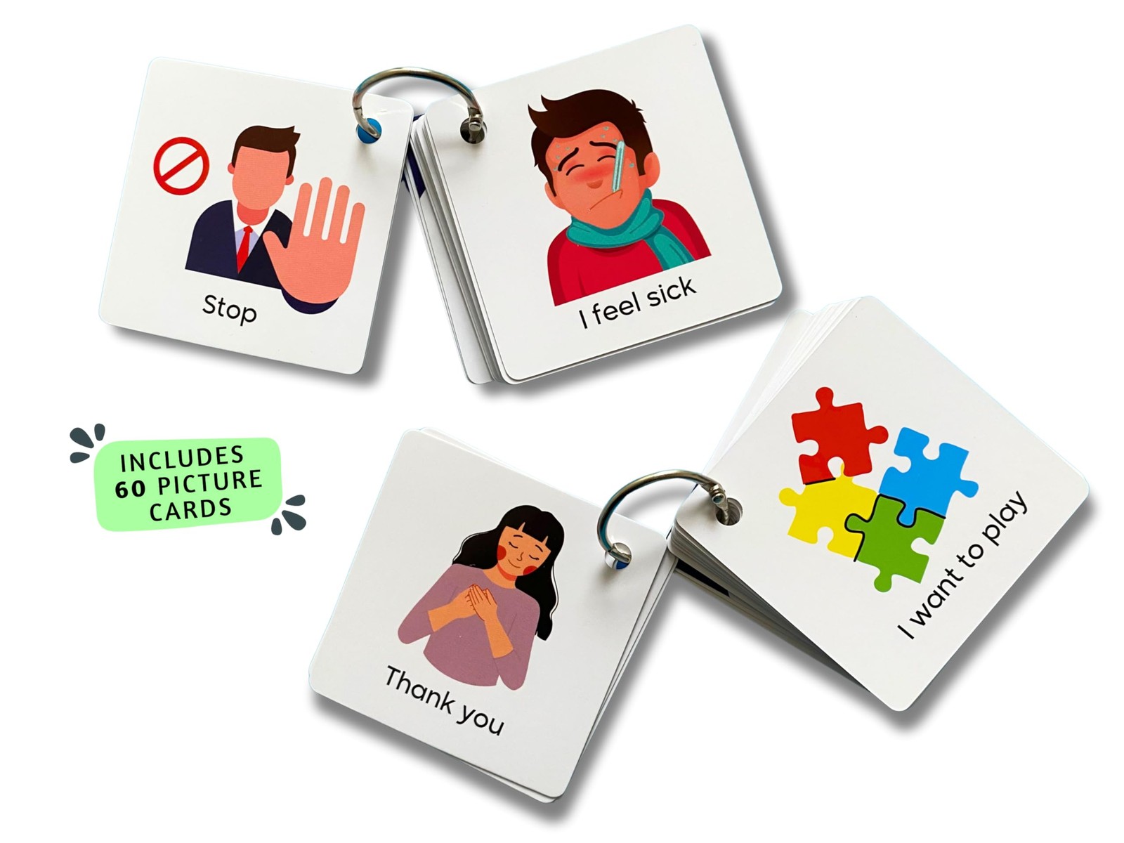 Plastic Communication Cards for Non Verbal Children and Adults with Autism, S…