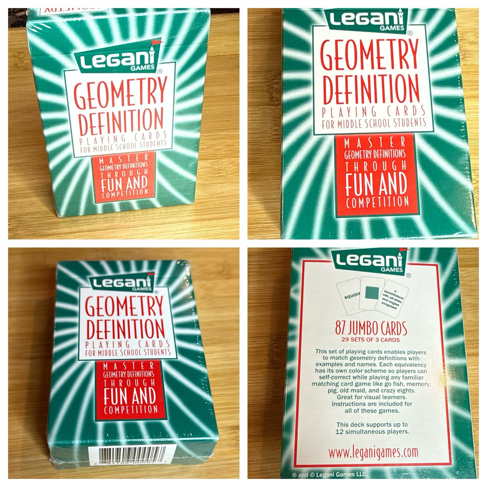 Legani Geometry Definition Playing Cards Master Definitions Middle School NEW