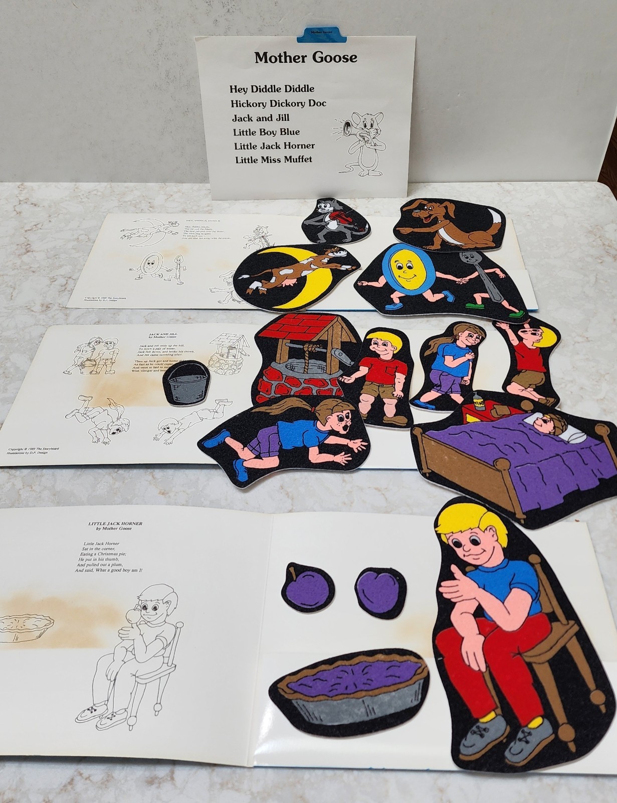 Flannel Board Story Board Kit With Painted Felt Graphics & Stories In Wooden Box