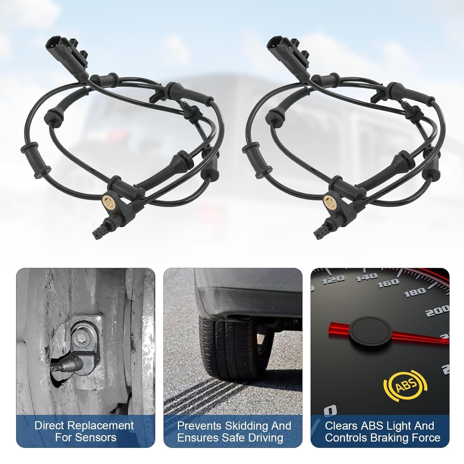 ABS Wheel Speed Sensor Front and Rear 4PCS Replacement for Jeep Wrangler 3.6L 3.