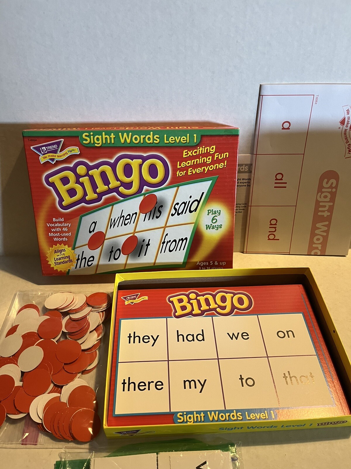 Sight Words Level 1 Bingo Game, Play 6 Different Ways, 5 and Up (complete)