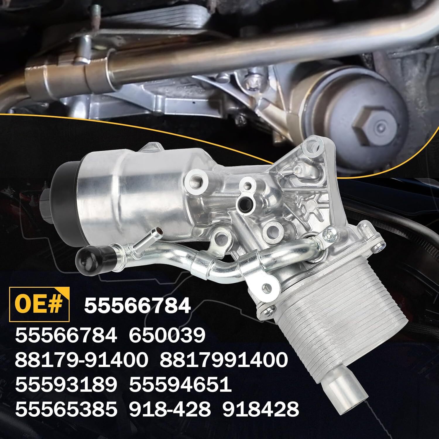 55566784 Engine Oil Cooler Filter Housing Assembly Adapter with Filter Insert,