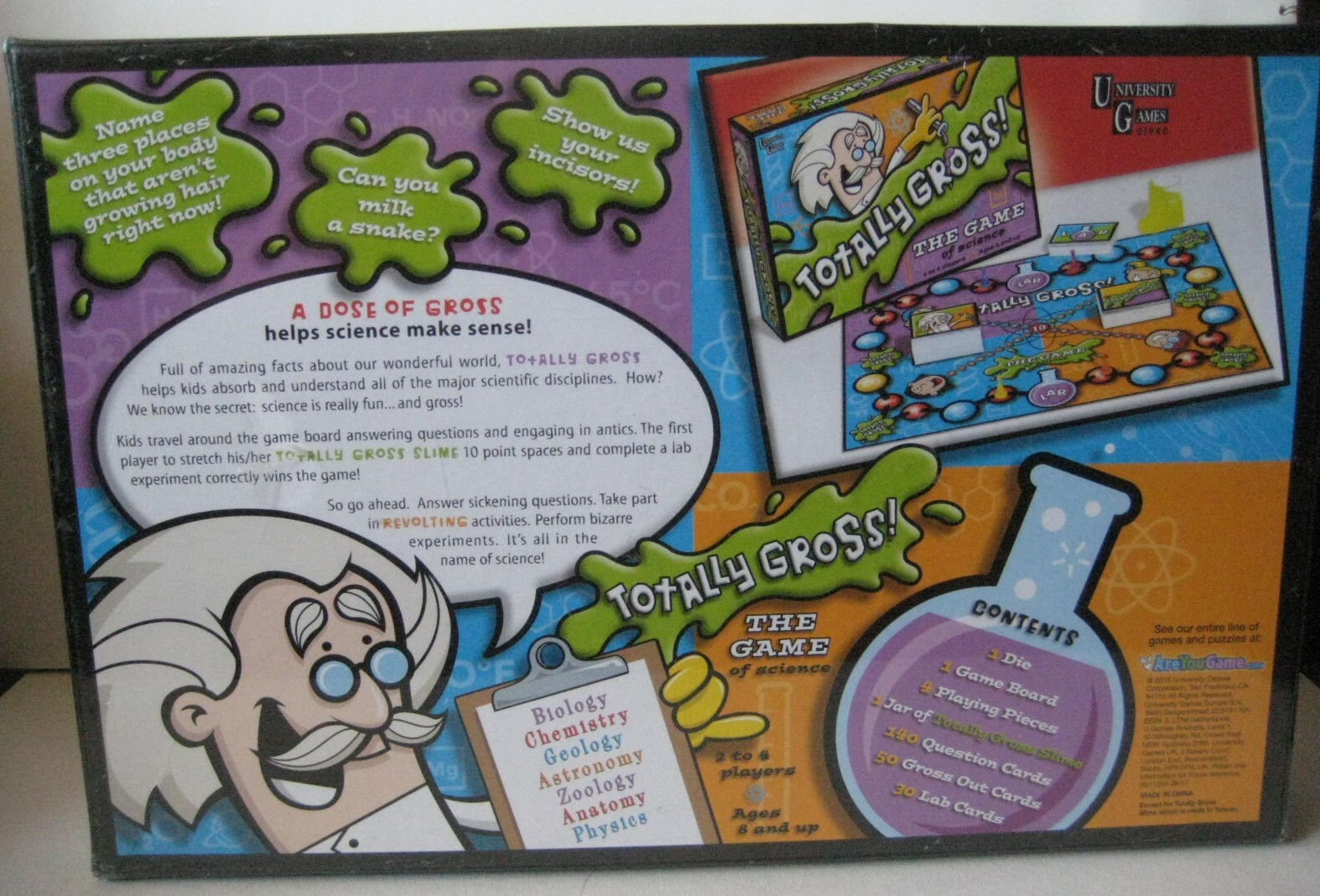 Totally Gross The Game Of Science – by University Games – 2015 ~ Board Game