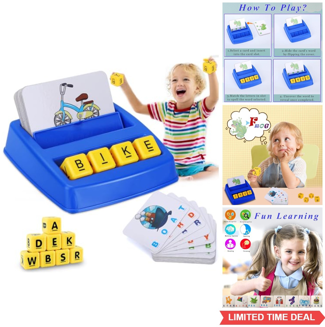 Matching Letter Spelling Game 36 Flash Cards 72 Words 8 Letter Cubes