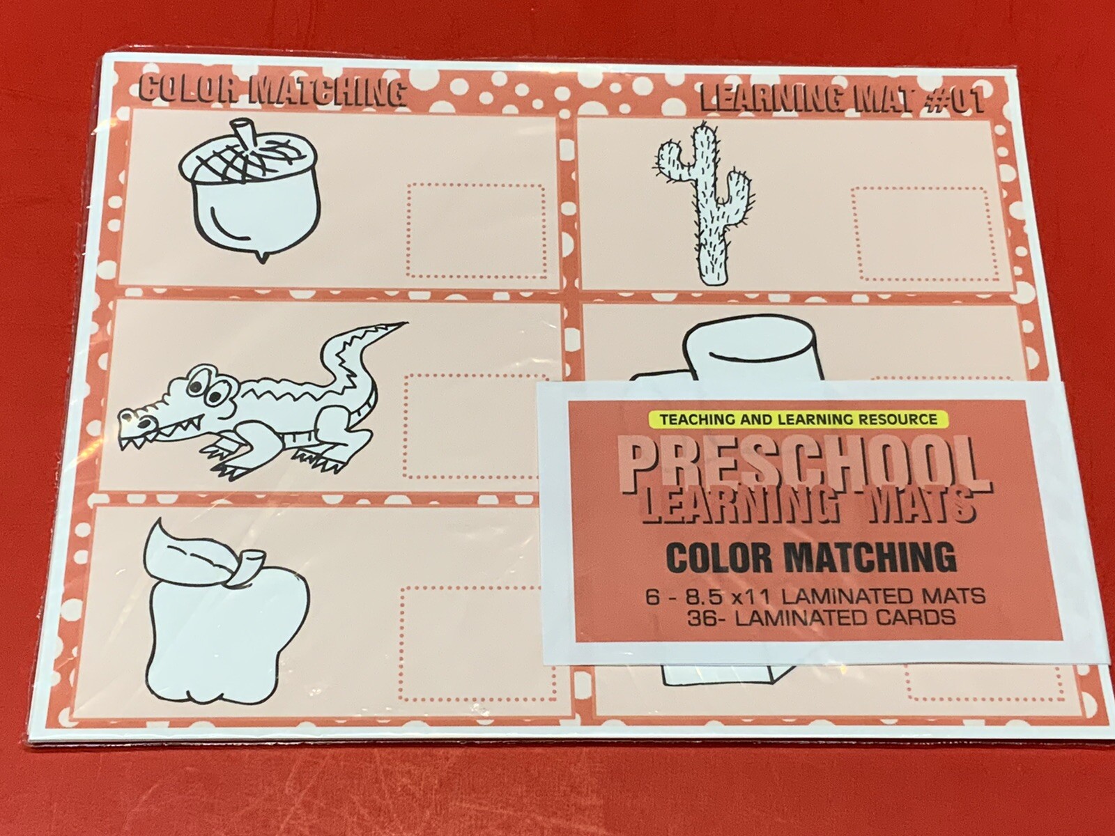 Color Matching – Set of 6 Learning Mats / Cards – Laminated Activity