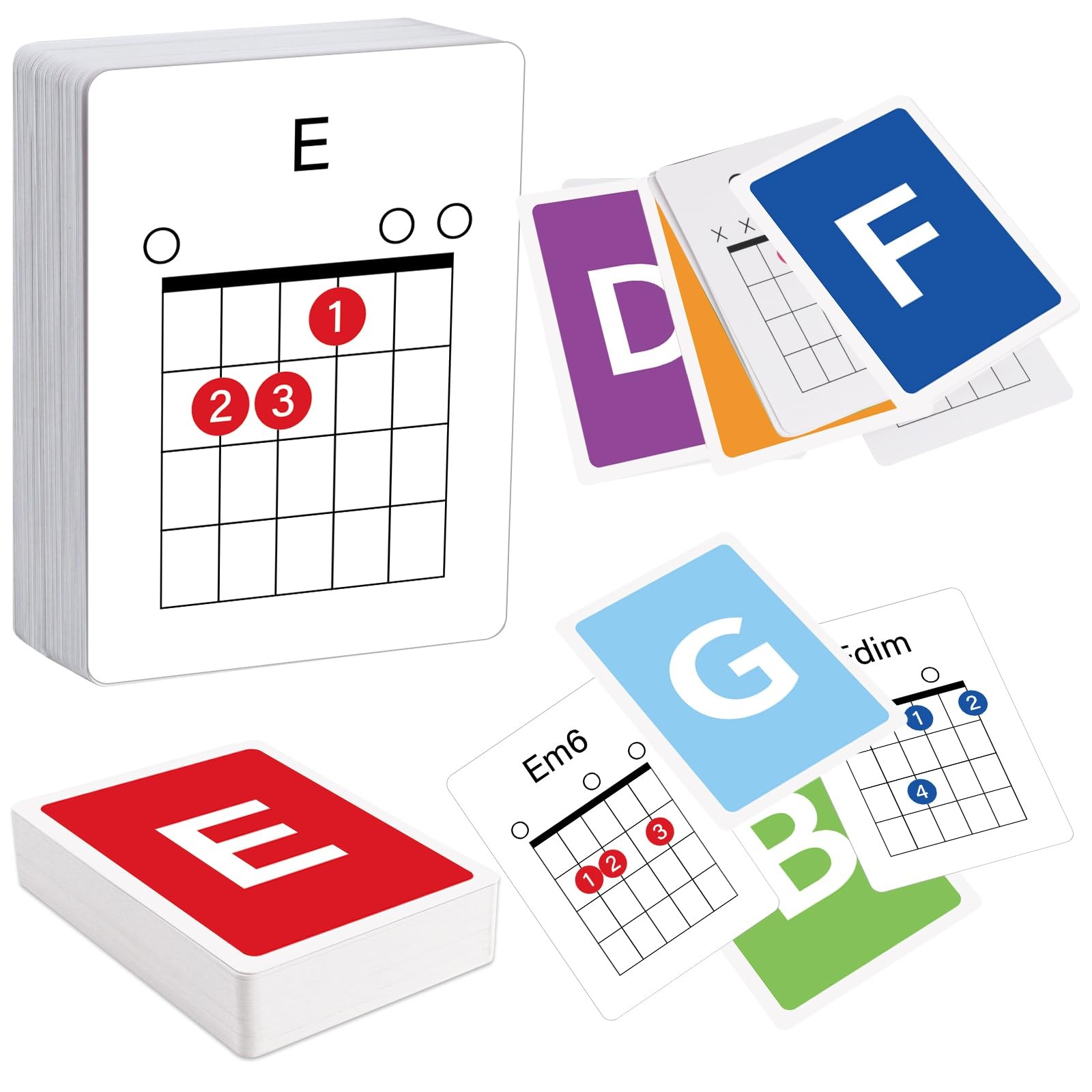 Guitar Chord Flashcards – 56Pcs Acoustic & Electric Guitar Learning Cheat She…