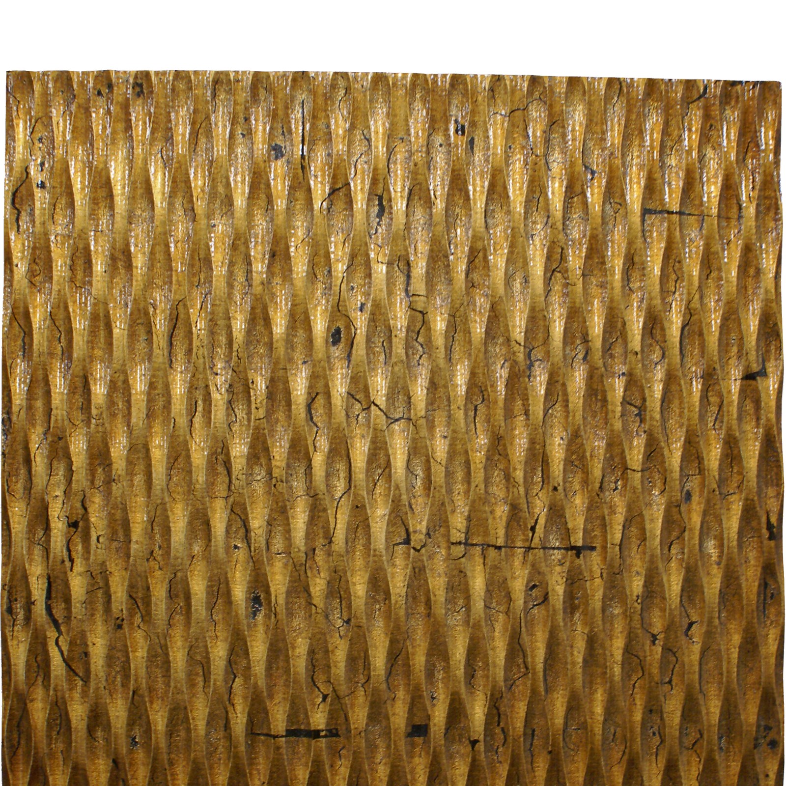 Benjara Modern Style Wooden Wall Decor with Patterned Carving- Large- Gold