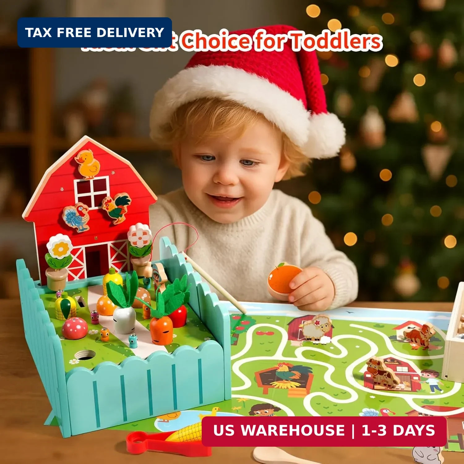 INIFEIDALA Montessori Farm Learning Game with Challenge Cards for Toddlers 3-5 –