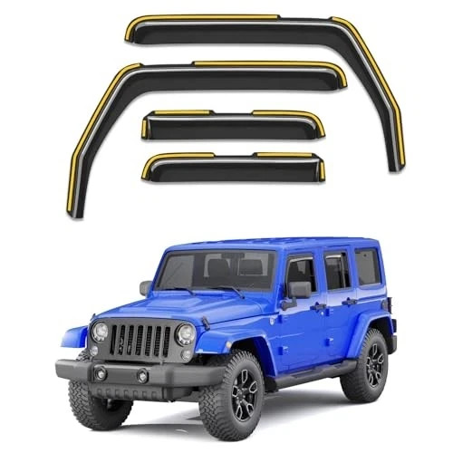 in-Channel Window Visors Rain Guards Fit for Jeep Wrangler JK 2007-2018, Window