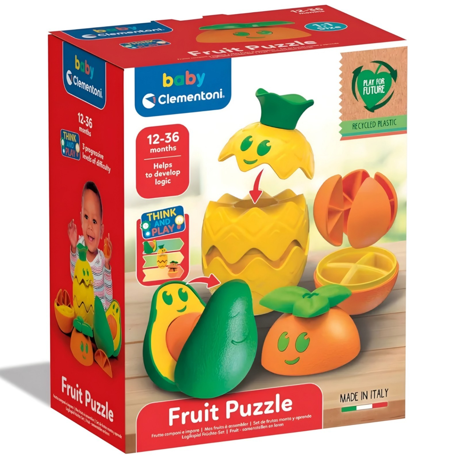 Clementoni Baby Fruit Puzzle Educational Toy Think And Play 12-36 Months New