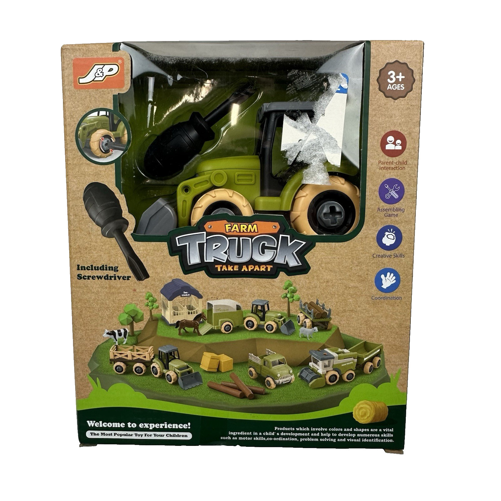 MARIBUS-FL EDUCATIONAL KIDS TAKE APART PRETEND PLAY KIT FARM TRUCK ANIMALS NIB