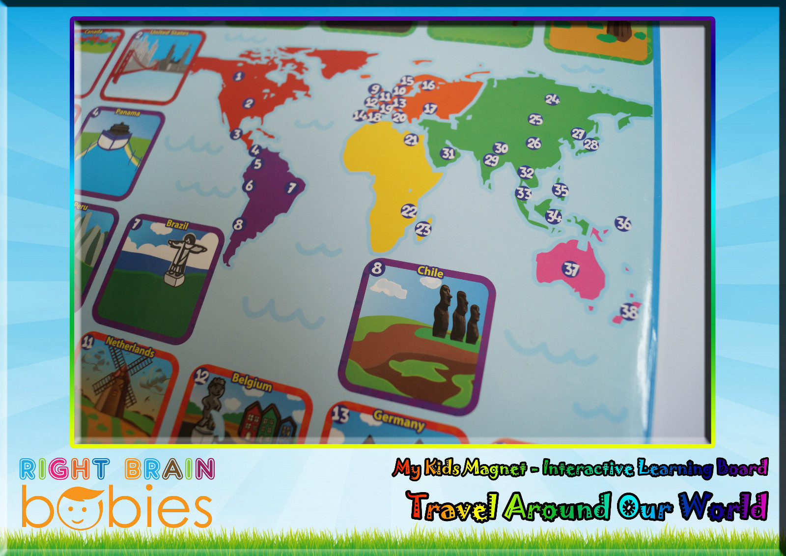 Travel Around Our World Map Magnetic Board Shichida Montessori Interactive skill