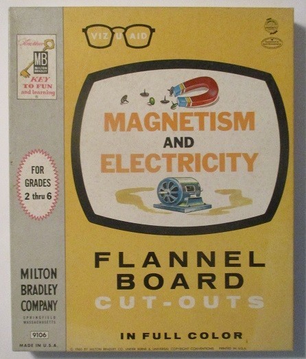 RARE Milton Bradley 1960 Magnetism and Electricity Flannel Board Cut Outs 9106