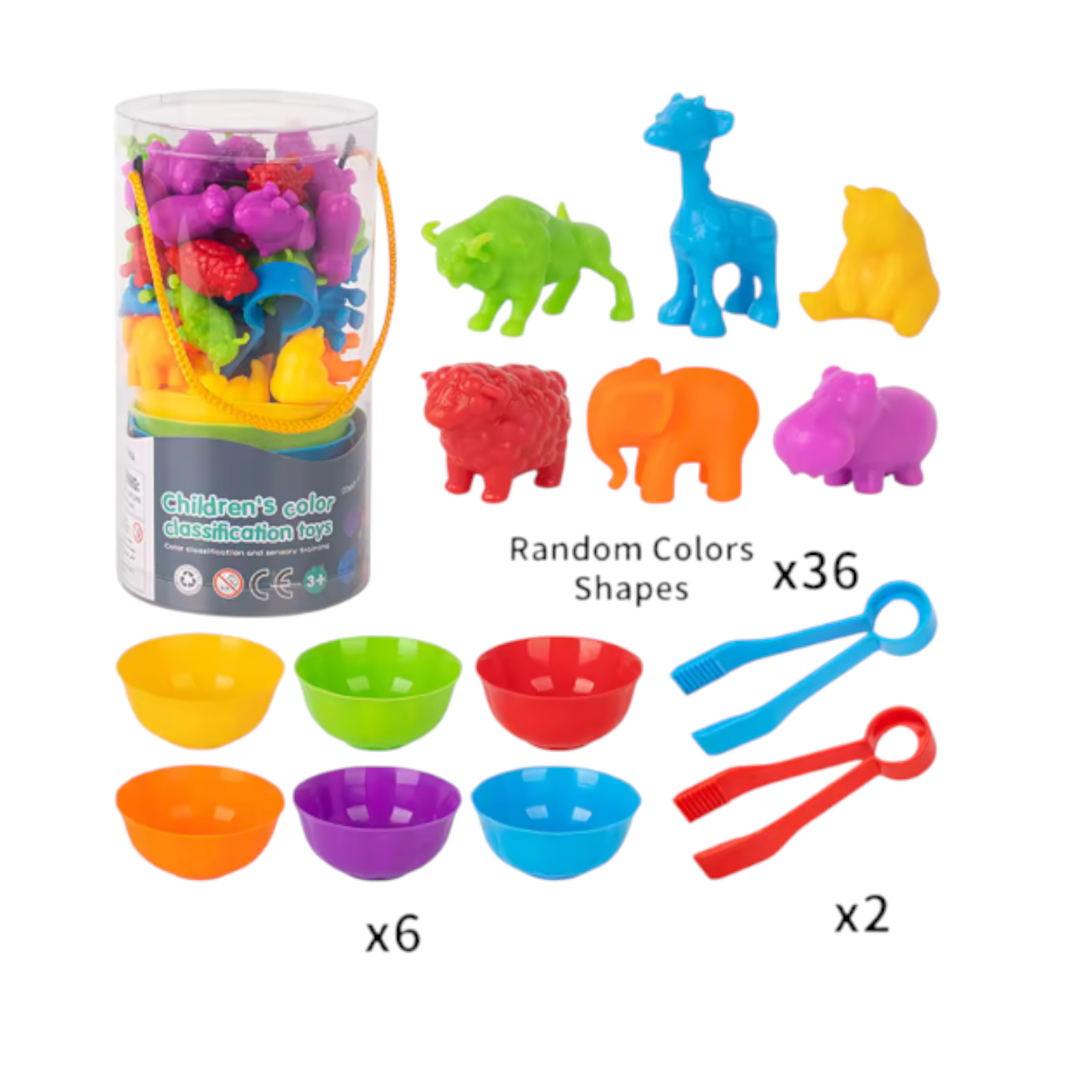 Animal Sorting Toy Color Matching Math Learning Set for Kids wild animal