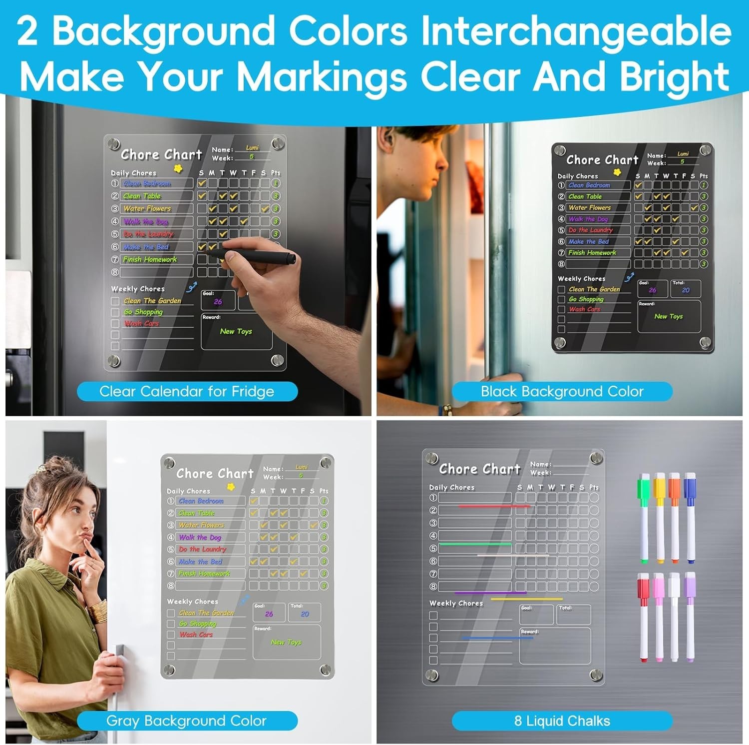 Family-Friendly Chore Management System – Acrylic Reward Chart with Markers