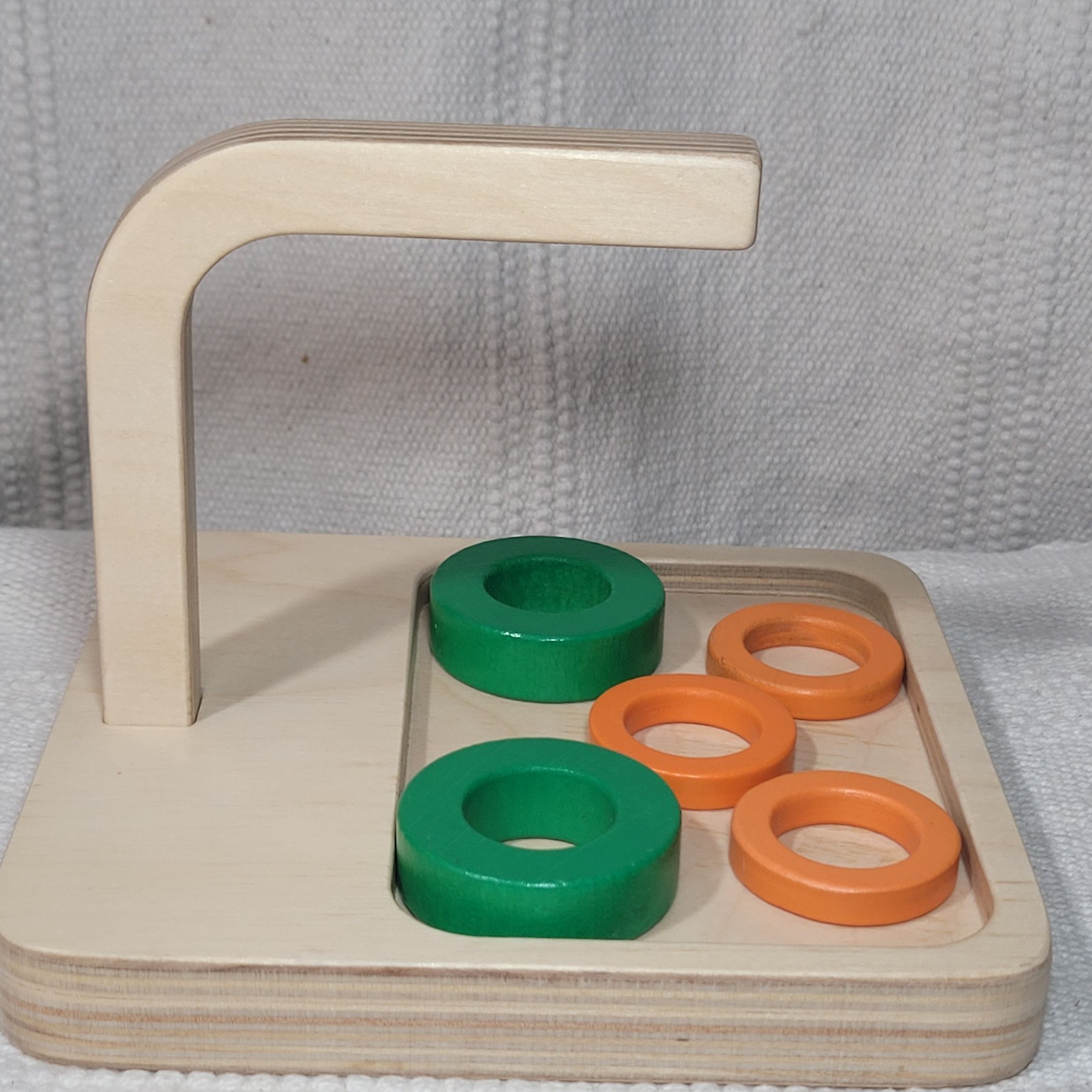 Monti Kids Curved Dowel Level 5 Montessori Wood Stacker 16+ Mos MISSING 1 Ring