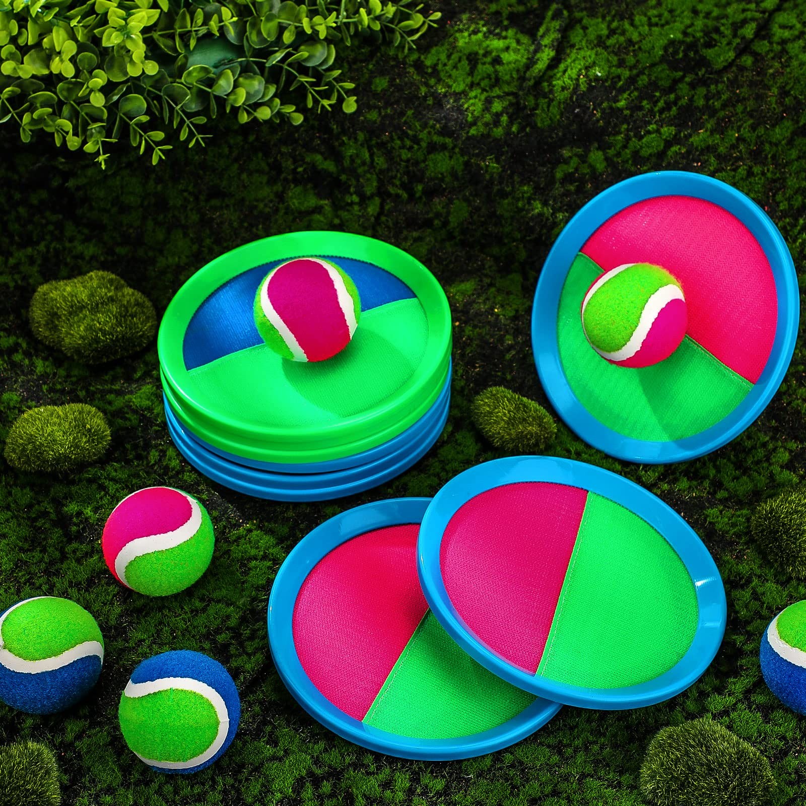 Charniol Kids Toys Toss and Catch Game Set Medium, Blue Green, Pink Green