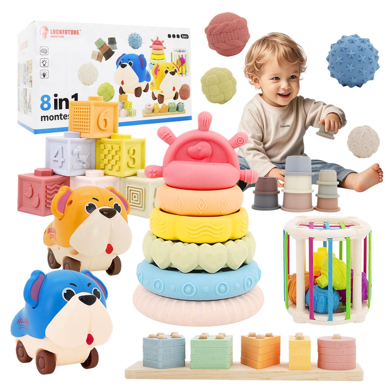Premium Baby Toys for 6-18 Months, 8 in 1 Montessori Toys Set, Educational Le…