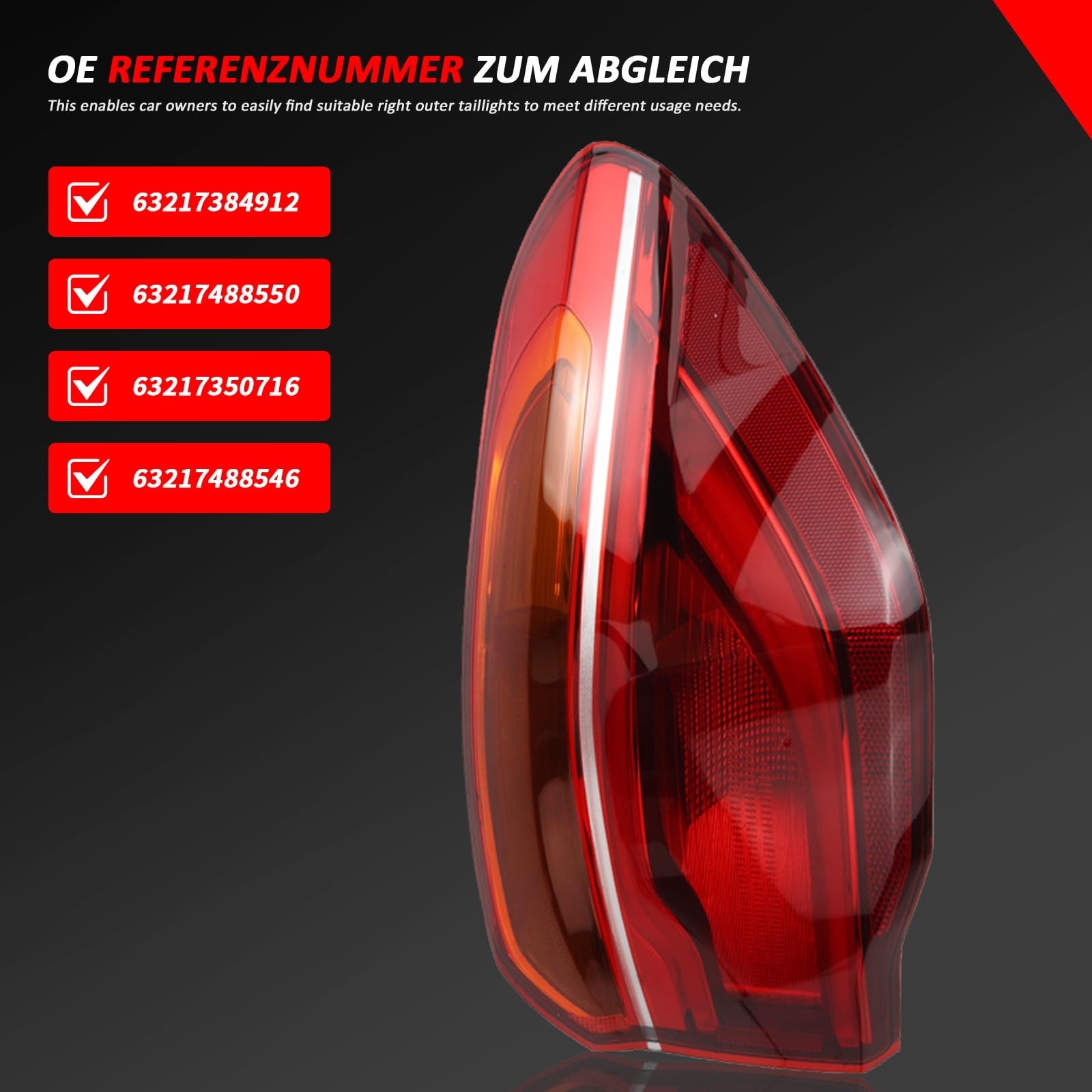Tail Light Rear Lamp for Side Panel Compatible with BMW X1 F48 2016-2019 Repl…