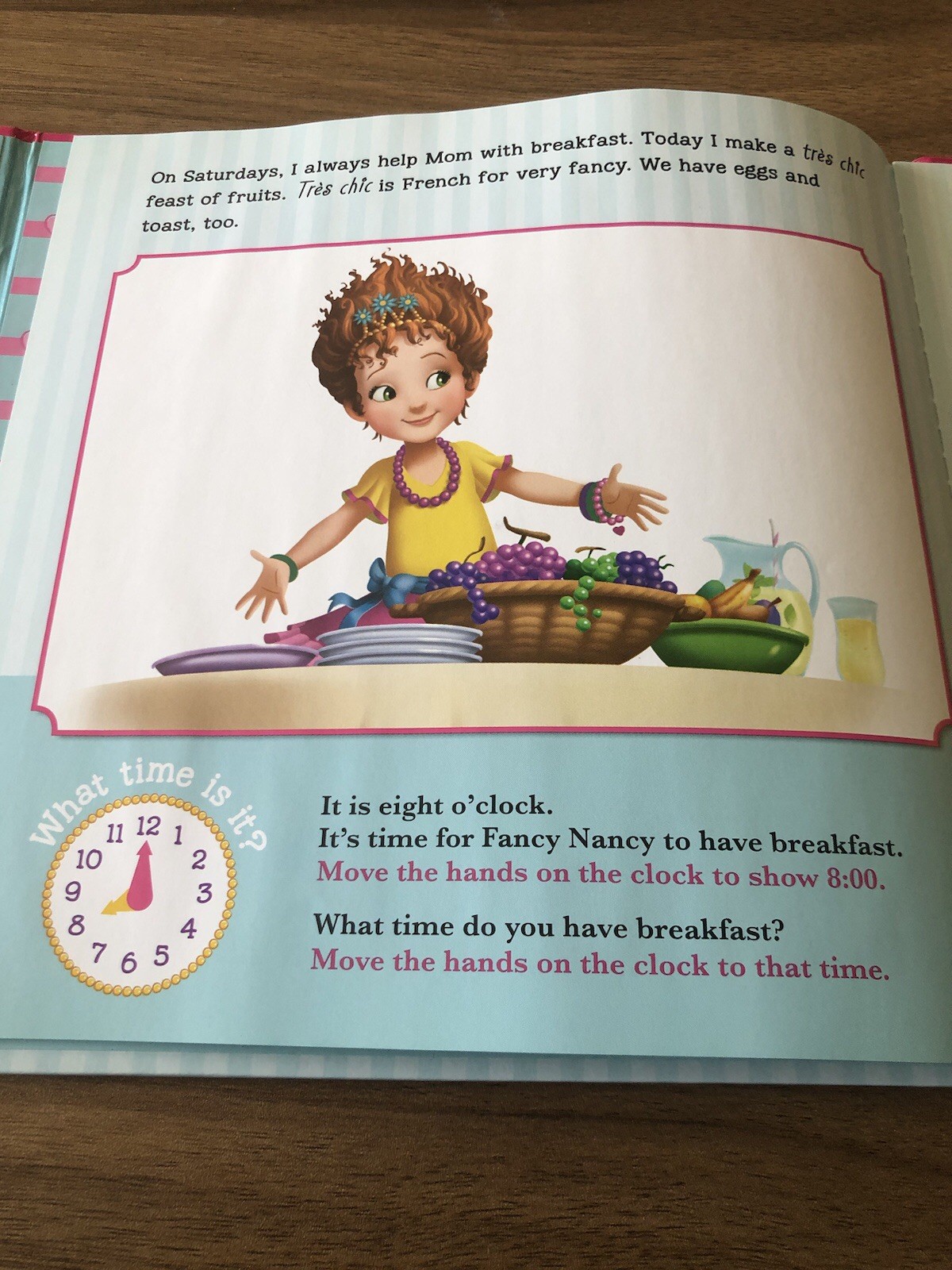 Fancy Nancy Tells Time Hard Back Board Book Educational Toys 4+ Homeschool Aid