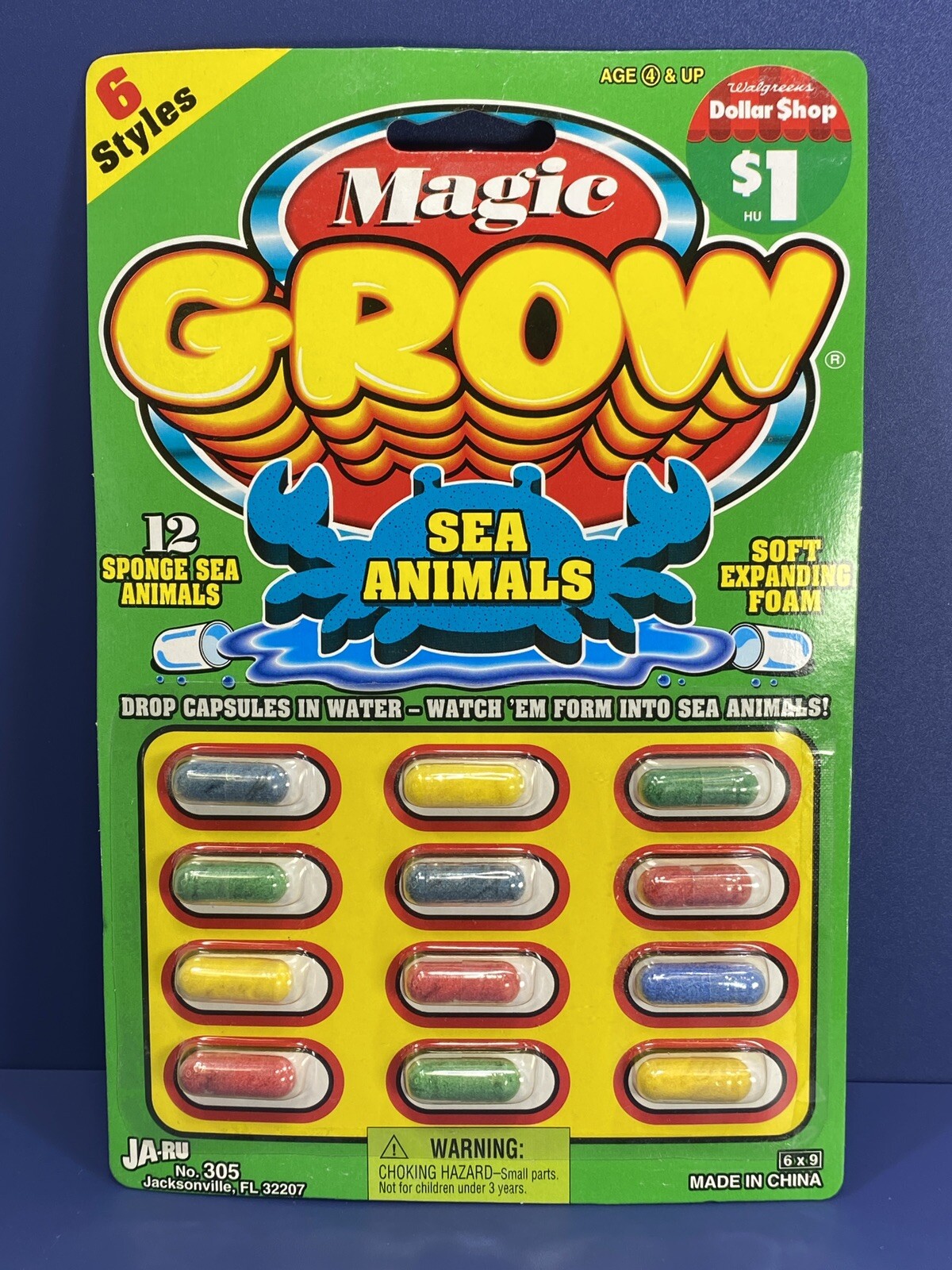 Ja-Ru No 305 Magic Grow Sea Animals Soft Foam Encapsulated Shapes Ocean Life