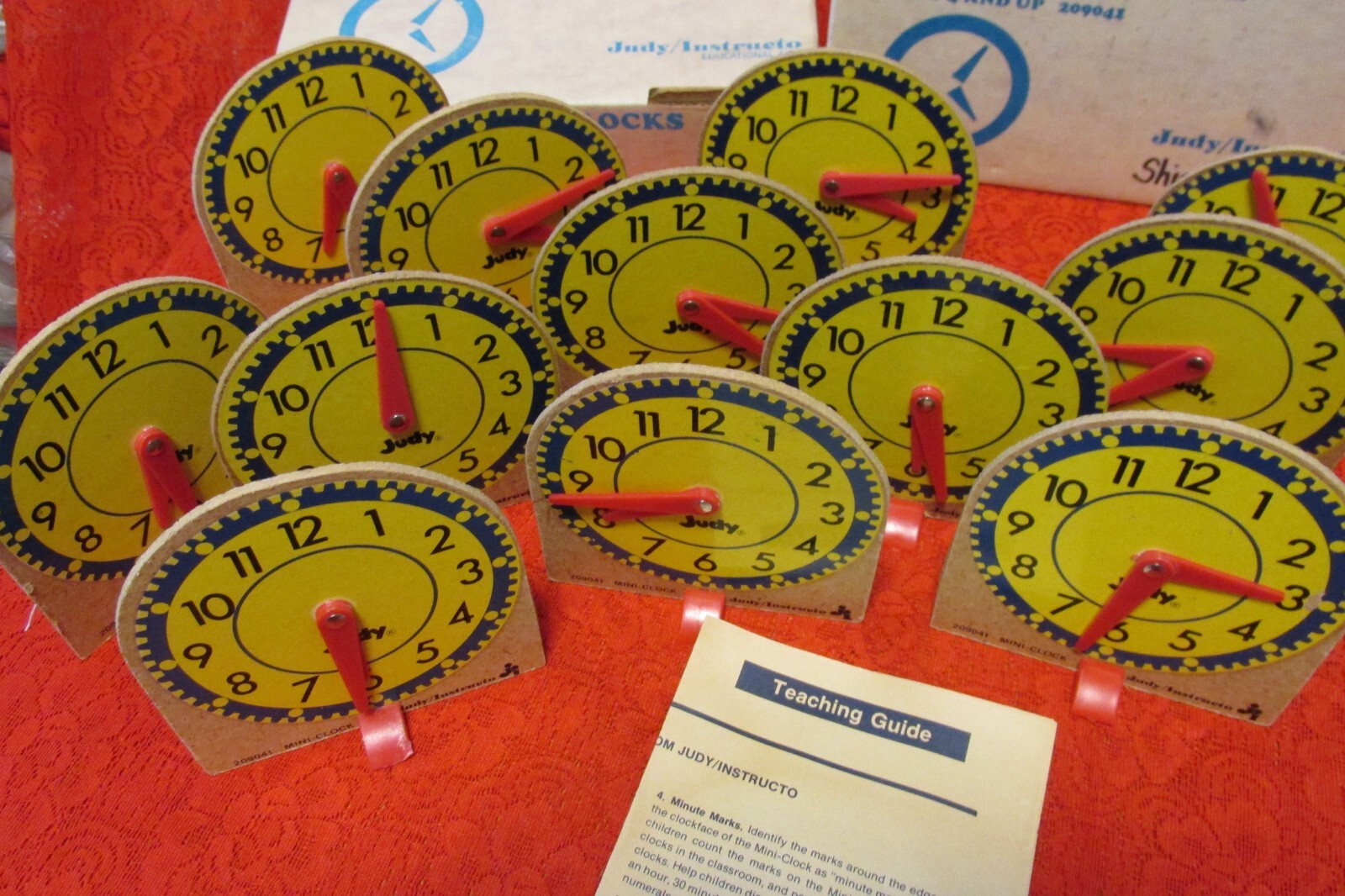Vintage 2 box sets, 2.. JUDY INSTRUCTO Mini Clocks 209041 w/ Stands Telling Time