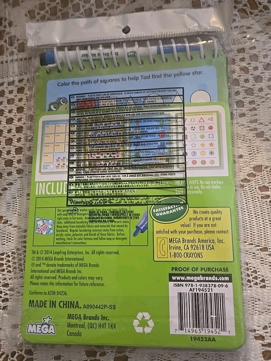 Leap Frog Colors,Shapes, & Counting PRE K Dry Erase Activity Book NEW