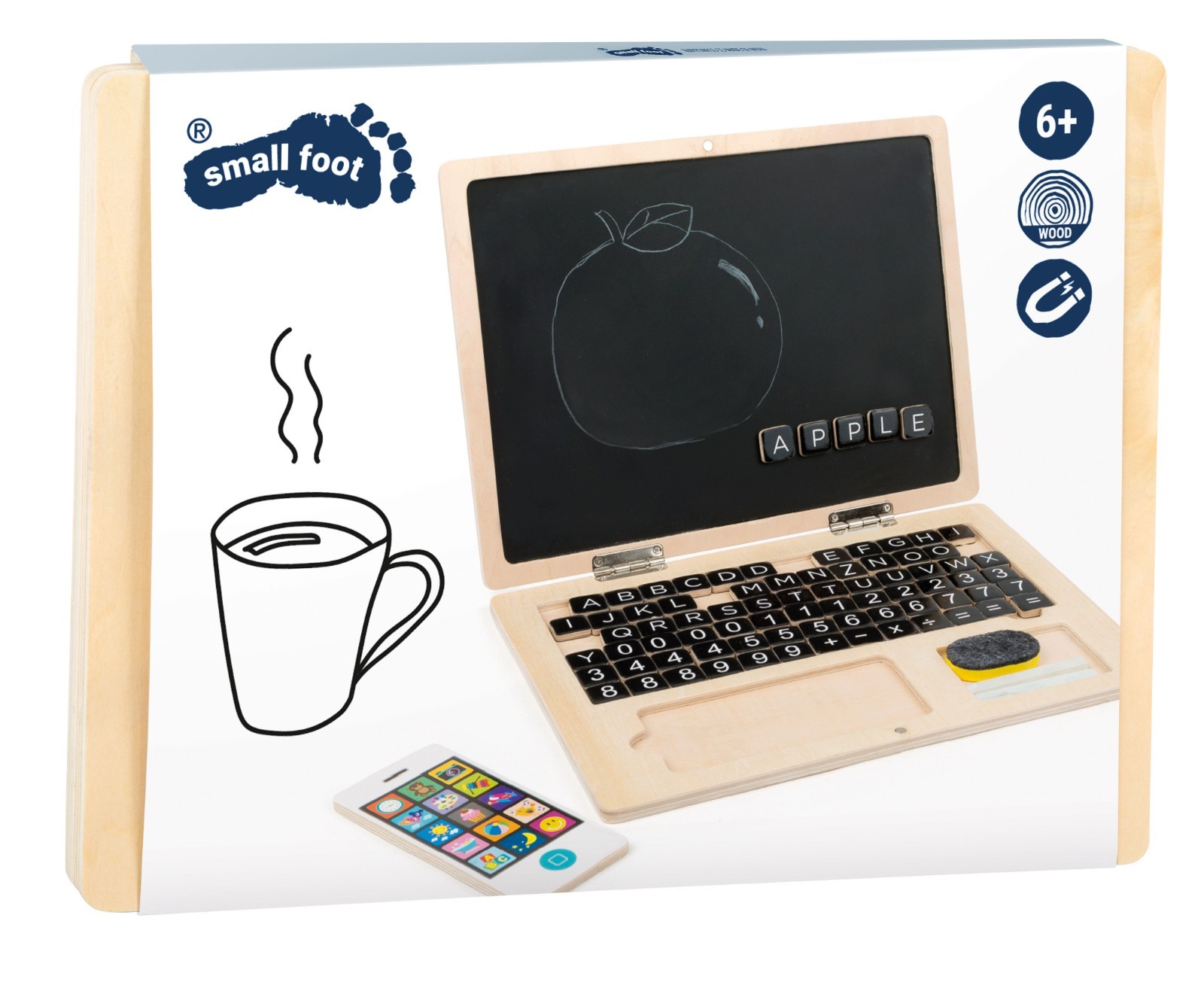 Small Foot Wooden Laptop with Magnet Board 11.8″ x 8.7″ x 0.6″