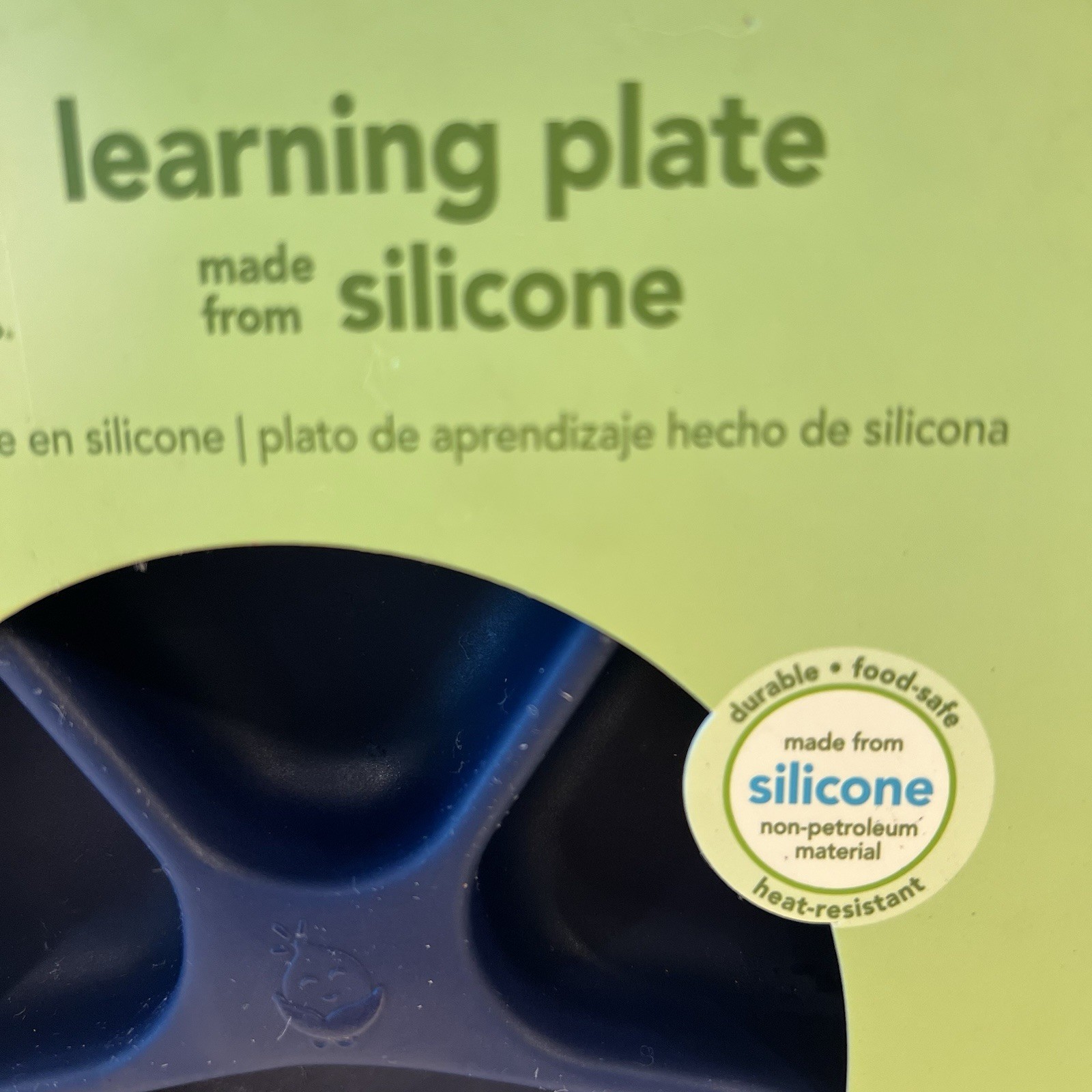 Green Sprouts Learning Plate Suction Base Silicone 12+ Month Navy Blue NEW