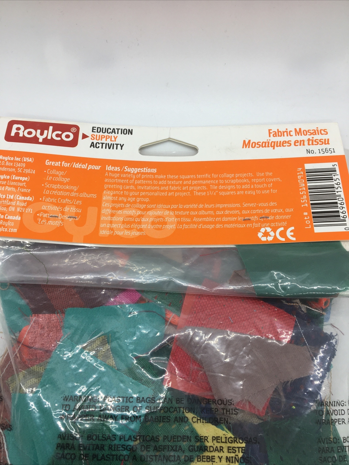 Roylco Inc. R-15651 Fabric Mosaics Squares 1-3/4″ (Pack of 400) New Free Ship