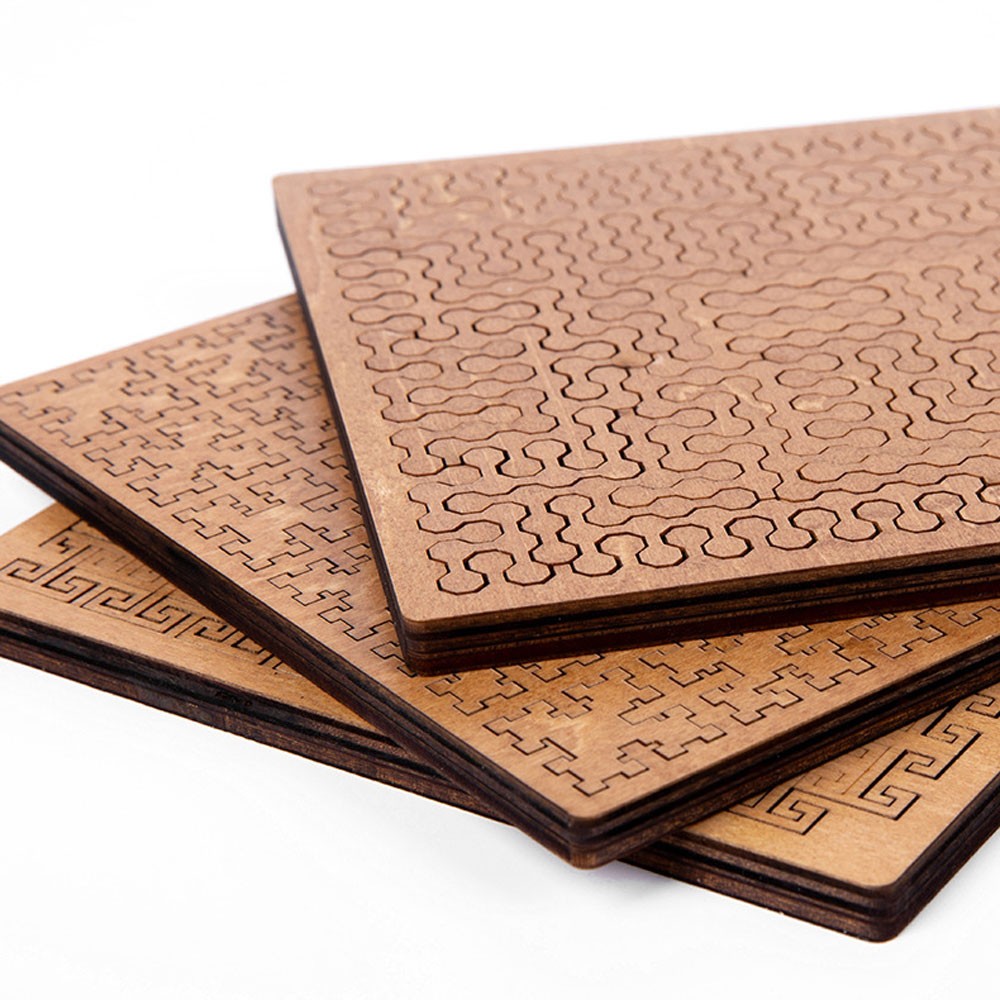 Fractal Tray Puzzles, Hard Difficult Wooden Jigsaw Puzzle for Adults, Portable E