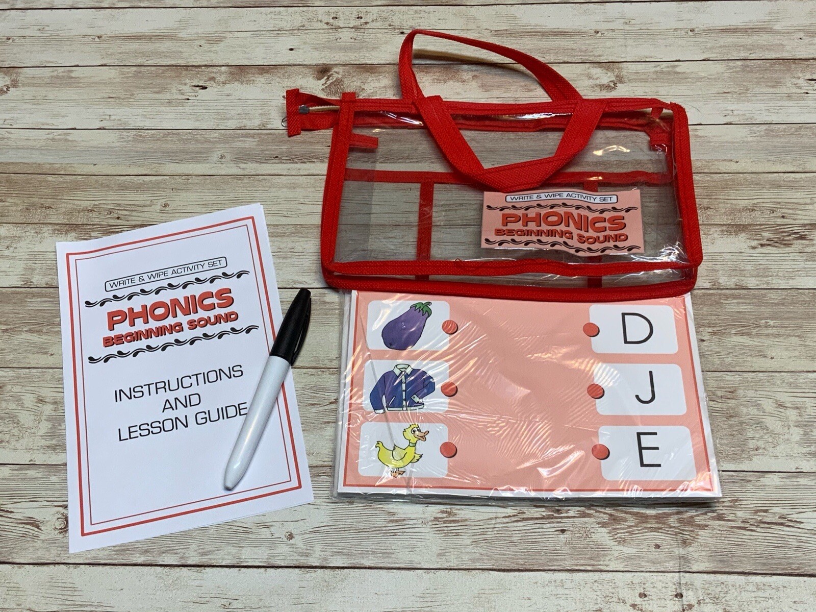 Write & Wipe Activity Set – Phonics Beginning Sounds – Learning Center