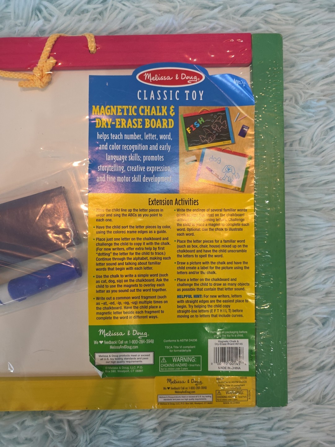 Melissa & Doug Magnetic Chalkboard & Dry-Erase Board – 36 Magnets – New