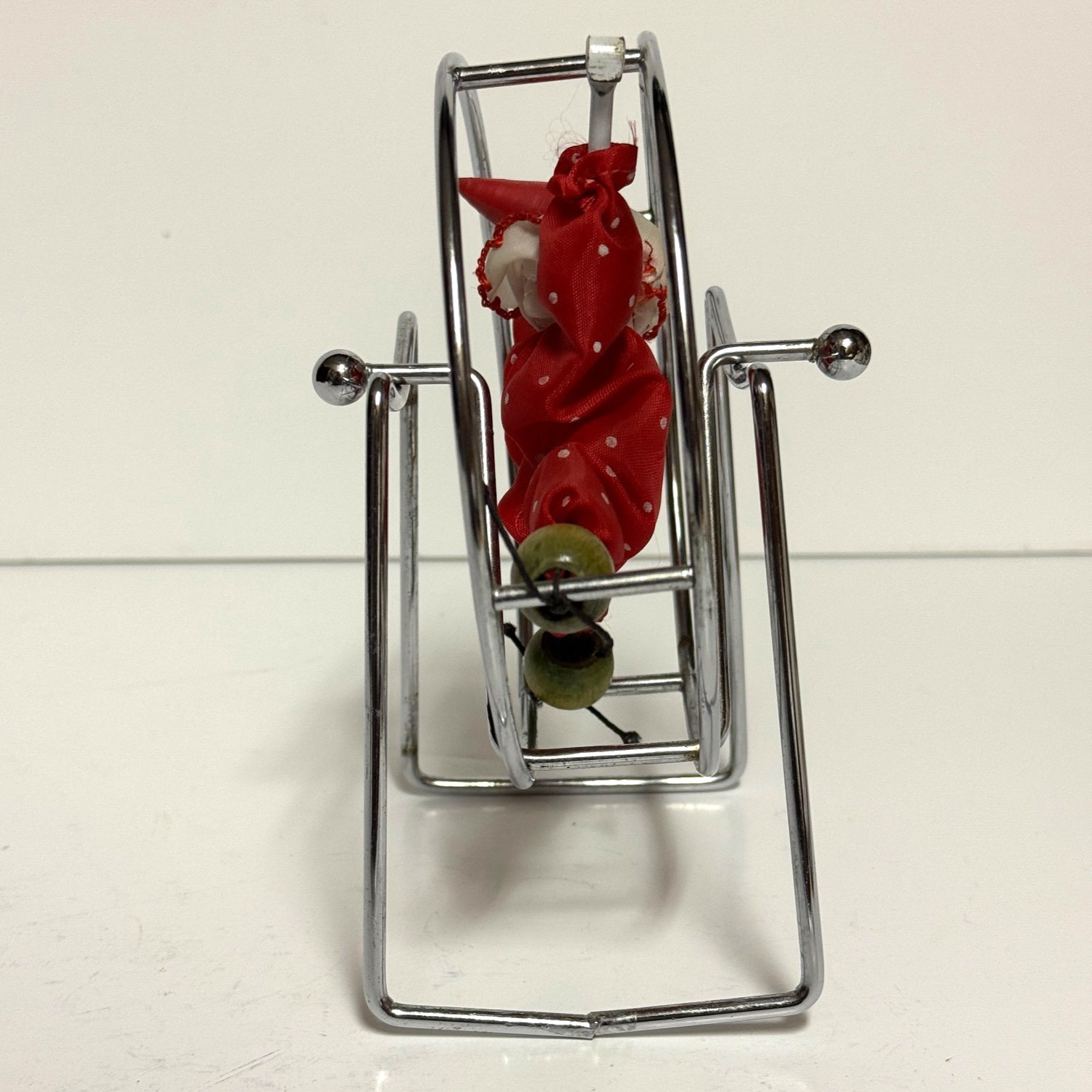Vintage Circus Red Clown Balancing 6″ Wheel Office Kinetic Chrome Pendulum MCM