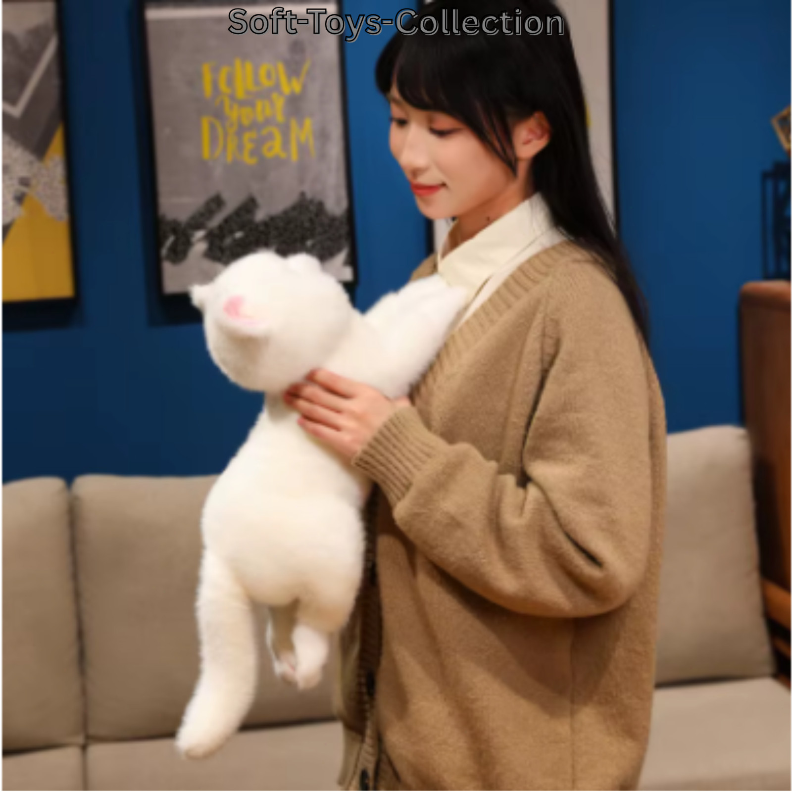 12in Realistic Cat Plush Toy Soft Stuffed Animal Kitty Kids Gift