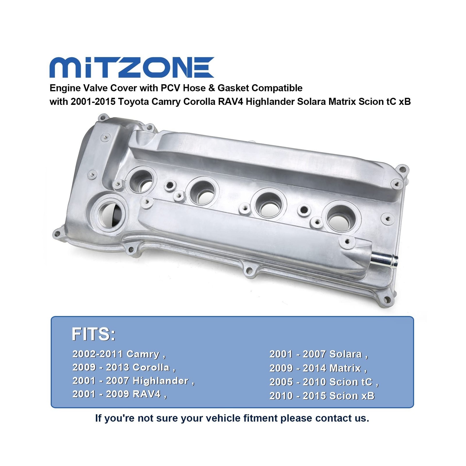 MITZONE Engine Valve Cover with PCV Hose & Gasket Compatible with 2001-2015 T…