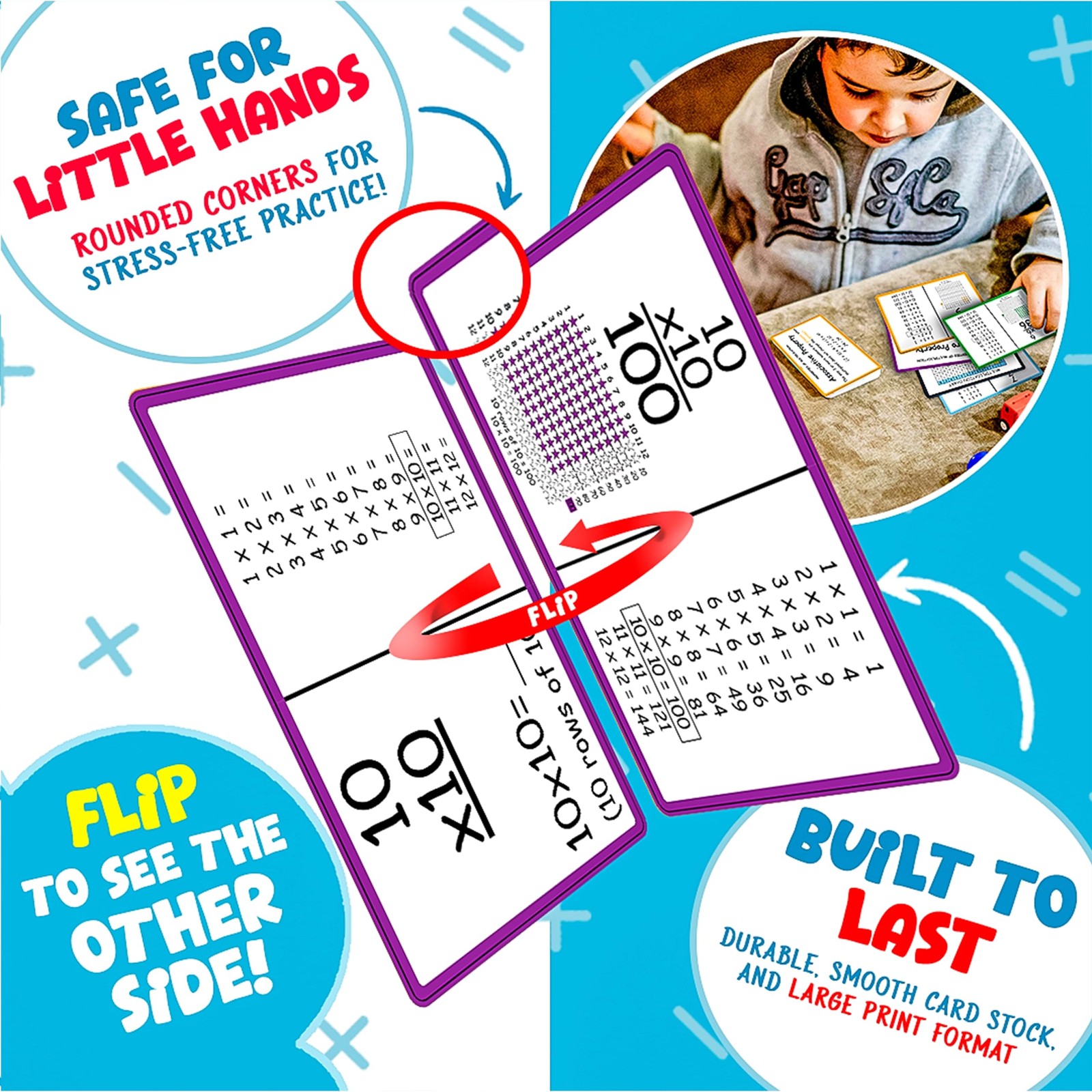 Multiplication Flashcards – Jumbo 6″x4″ Colorful Flash Cards with Visual Pict…