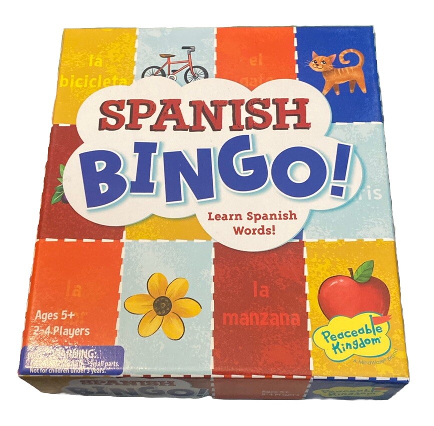 MindWare Spanish Bingo Kids learn basic Spanish words & pronunciation Age 5+ New