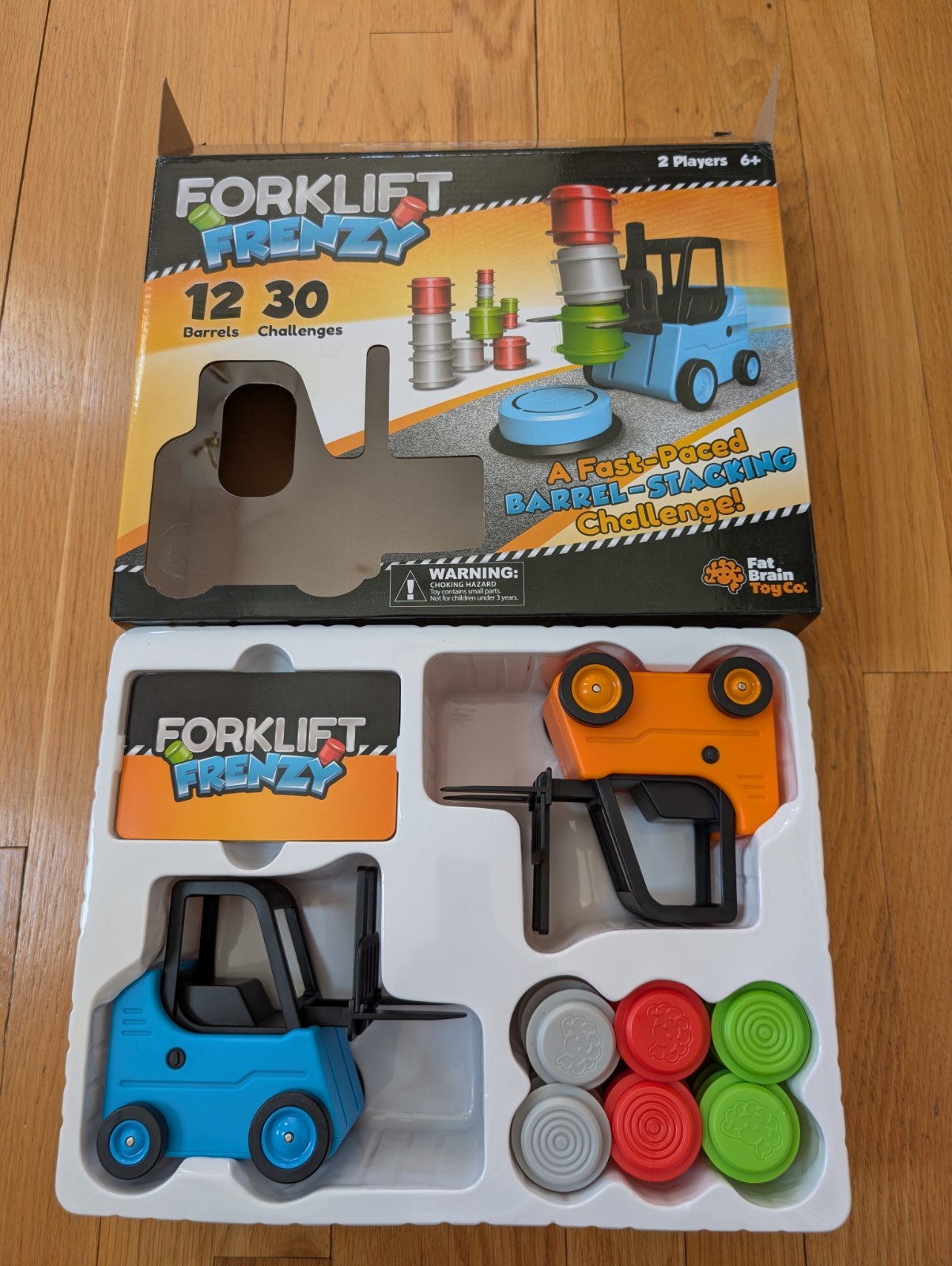 Forklift Frenzy Fat Brain Toy Co – Barrel Stacking Challenge Game Open Box